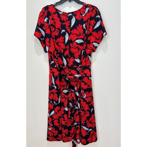 Lane Bryant Red Black Dress Plus Size 18 Floral Stretchy Romantic Whimsigoth NWT - Picture 5 of 10